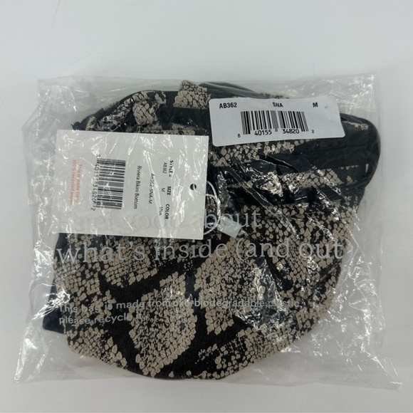 Andie Riviera Belted Bikini Bottom Snakeskin Print Size Medium New with Tag - Picture 3 of 13